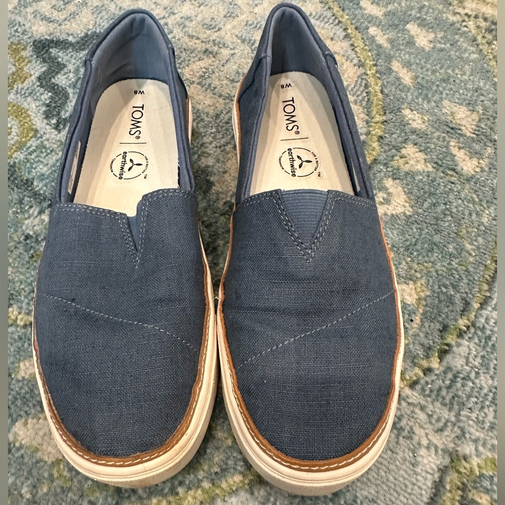 TOMS Navy Blue Slip-On Canvas Shoes